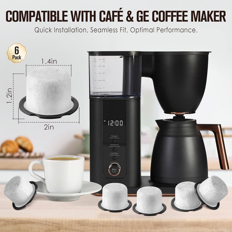 Qualirey 6 Pack Coffee Water Filter Replacement, Compatible with Cafe and GE Profile Grind & Brew Machine, Charcoal Coffee Filter Cartridges, Replacement for C7CGFLTR, Replace Every 3 Months - Image 2